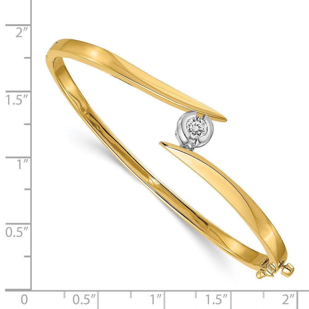 14k Two-tone Complete 1/2 carat AA Diamond Hinged Oval Bangle Bracelet