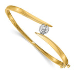 14k Two-tone Complete 1/2 carat AAA Diamond Hinged Oval Bangle Bracelet