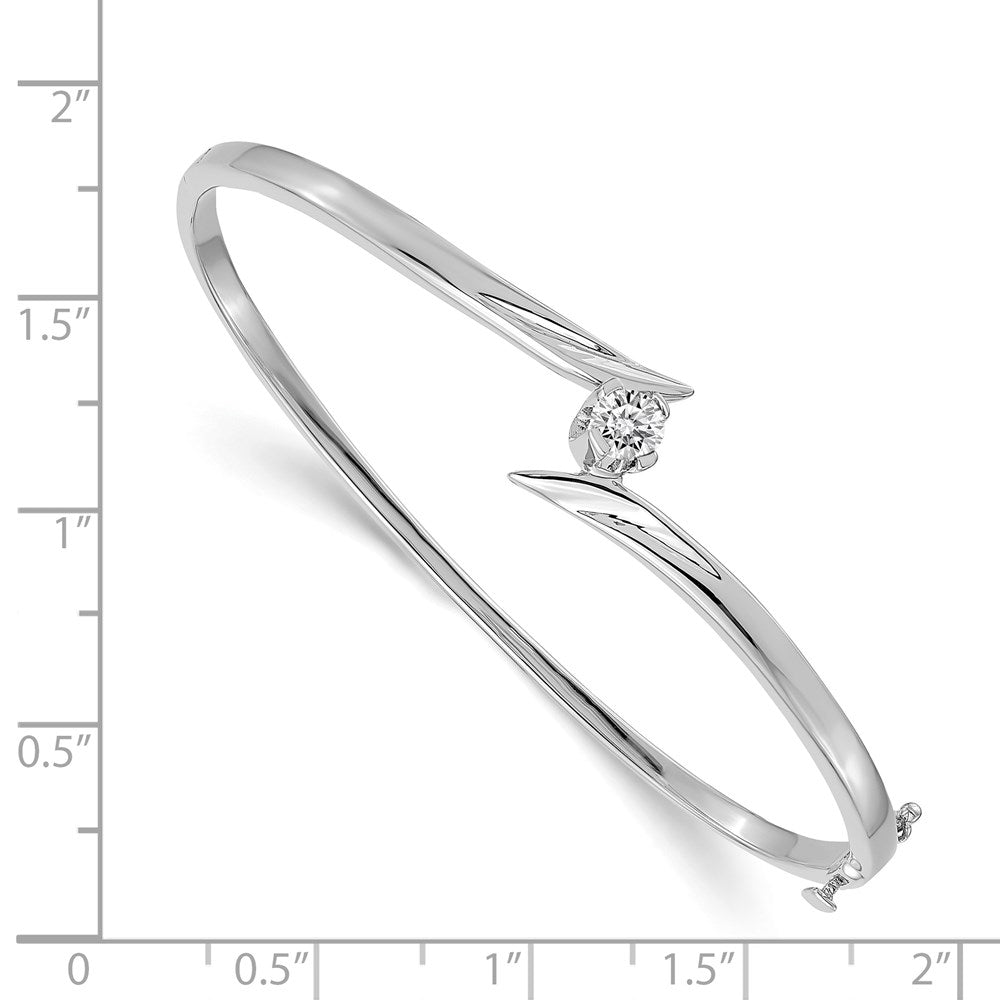 14k White Gold Complete 1/4 carat AAA Diamond Hinged Oval Bangle Bracelet