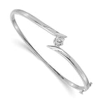 14k White Gold Complete 1/4 carat AA Diamond Hinged Oval Bangle Bracelet