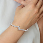 14k White Gold Complete 1/2 carat A Diamond Hinged Oval Bangle Bracelet