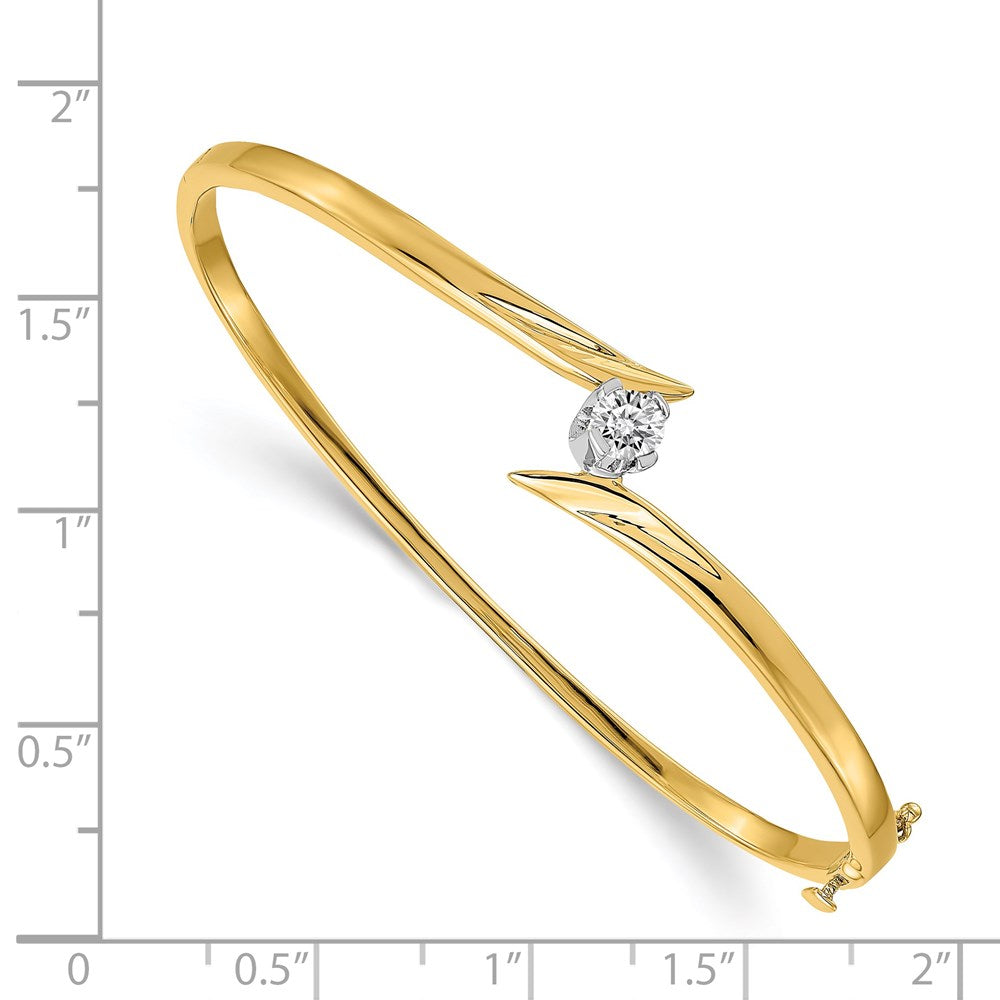 14k Two-tone Complete 1/4 carat A Diamond Hinged Oval Bangle Bracelet