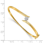 14k Two-tone Complete 1/4 carat AAA Diamond Hinged Oval Bangle Bracelet