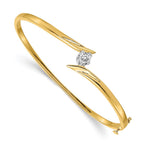 14k Two-tone Complete 1/4 carat AAA Diamond Hinged Oval Bangle Bracelet