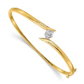 14k Two-tone Complete 1/4 carat VS Diamond Hinged Oval Bangle Bracelet
