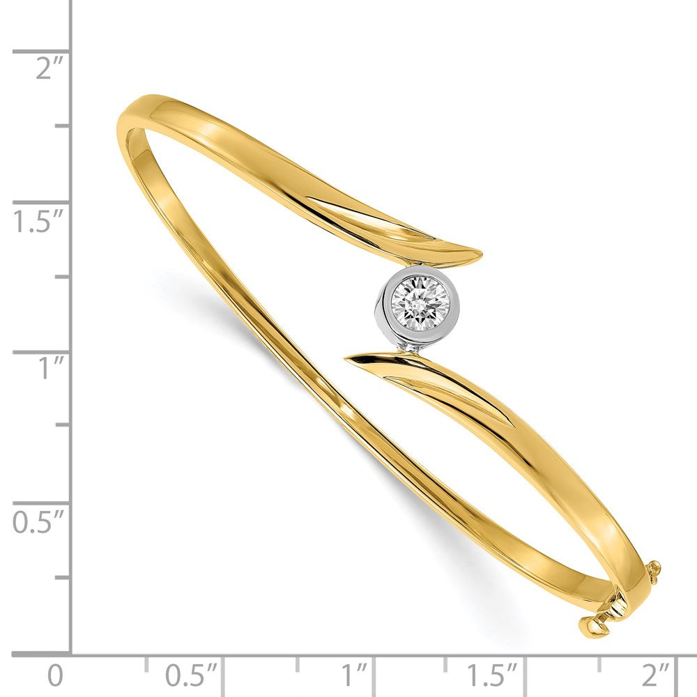 14k Two-tone Complete 1/2 carat VS Diamond Hinged Oval Bangle Bracelet
