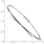 14k White Gold Complete 3-Stone 1/5 carat AA Diamond Hinged Oval Bangle Bracelet