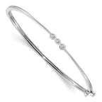 14k White Gold Complete 3-Stone 1/5 carat AA Diamond Hinged Oval Bangle Bracelet