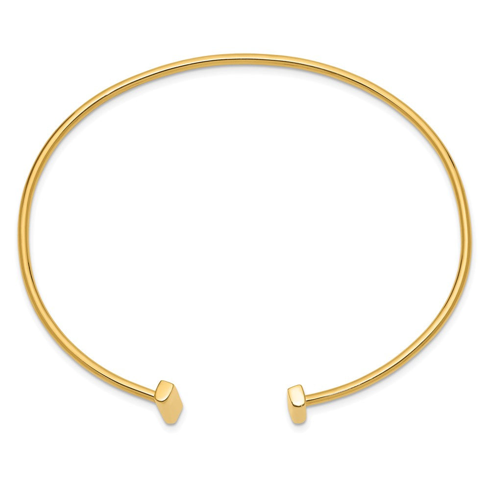 14k Polished Bar Cuff 2.00mm Flexible Oval Bangle Bracelet