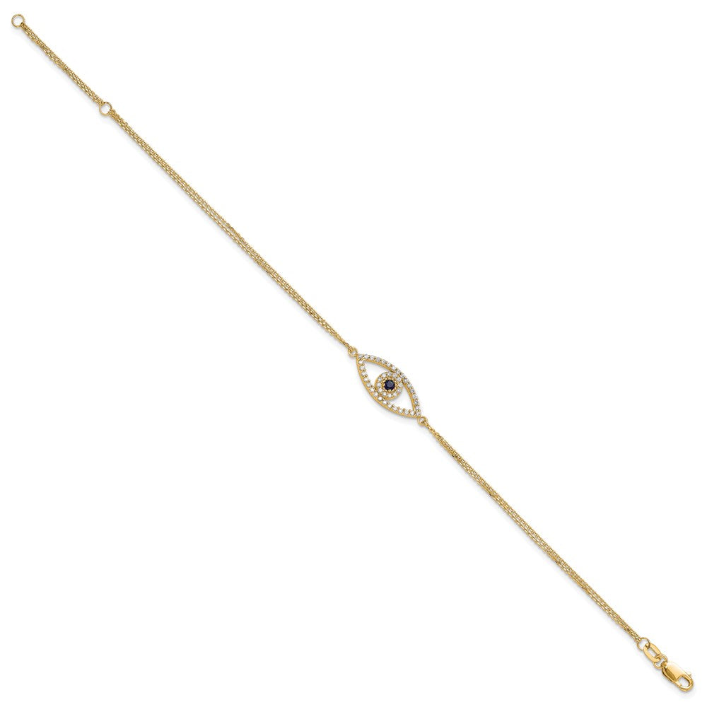 14k  AA Diamond/Sapphire Evil Eye w/ 1in Ext.Bracelet