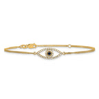 14k  AA Diamond/Sapphire Evil Eye w/ 1in Ext.Bracelet
