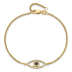 14k  AA Diamond/Sapphire Evil Eye w/ 1in Ext.Bracelet