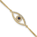 14k  AA Diamond/Sapphire Evil Eye w/ 1in Ext.Bracelet