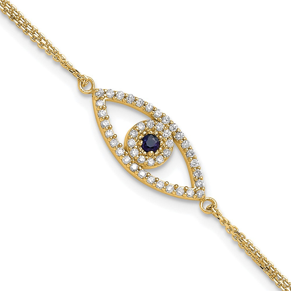 14k  VS Diamond/Sapphire Evil Eye w/ 1in Ext.Bracelet