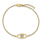 14k Complete AAA Diamond Evil Eye 2-Strand 7 inch Bracelet with 1 inch Extender