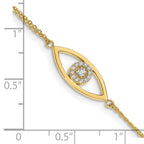14k Complete AA Diamond Evil Eye 2-Strand 7 inch Bracelet with 1 inch Extender