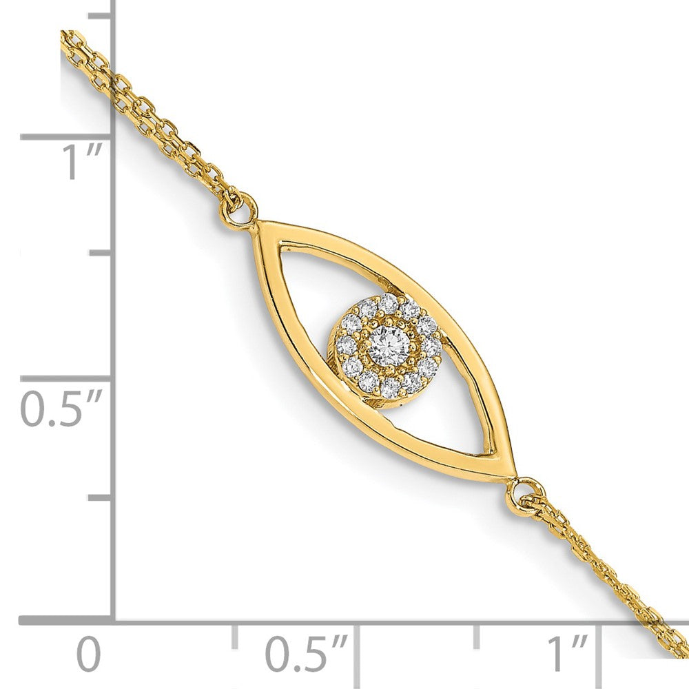 14k Complete VS Diamond Evil Eye 2-Strand 7 inch Bracelet with 1 inch Extender