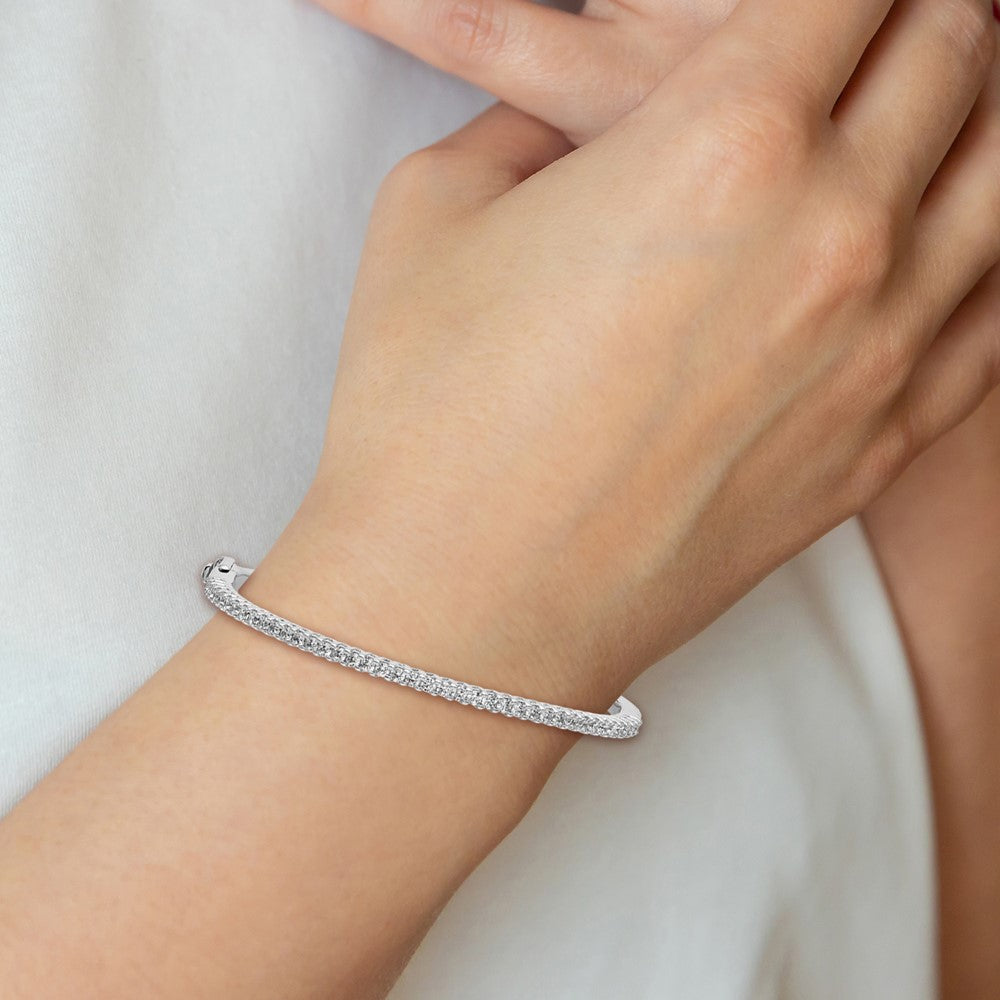 14k White Gold AA Diamond Hinged Bangle