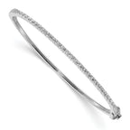 14k White Gold AAA Diamond Hinged Bangle