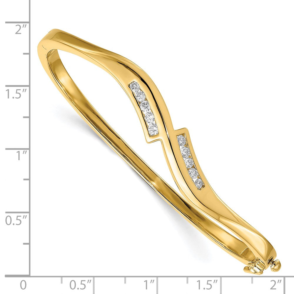 14k Complete 3/8 carat A Diamond Hinged Oval Bangle Bracelet