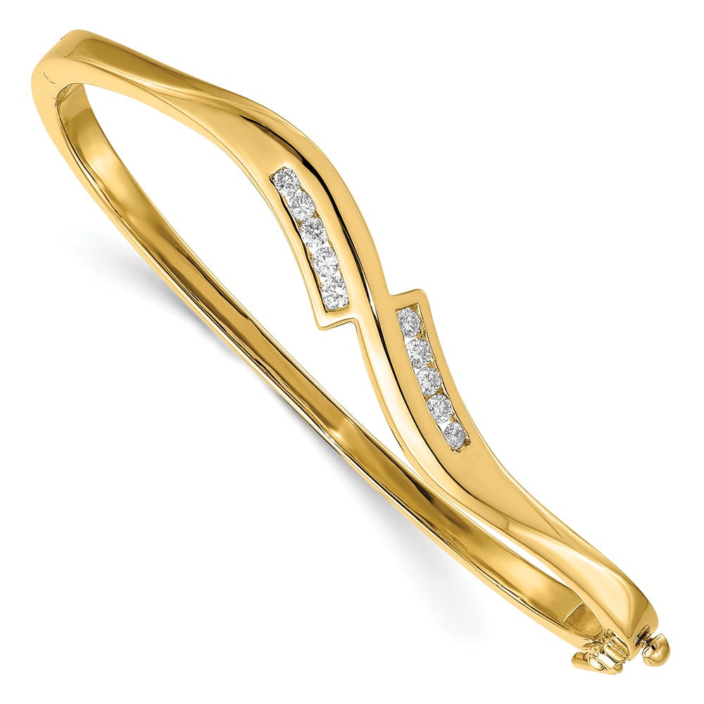 14k Complete 3/8 carat VS Diamond Hinged Oval Bangle Bracelet