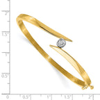 14k Two-tone Complete 1/4 carat AAA Diamond Hinged Oval Bangle Bracelet
