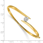 14k Two-tone Complete 3/8 carat AA Diamond Hinged Oval Bangle Bracelet