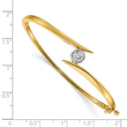 14k Two-tone Complete 1/2 carat AAA Diamond Hinged Oval Bangle Bracelet
