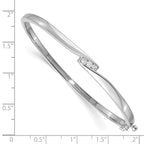 14k White Gold Complete 3-Stone 1/8 carat AA Diamond Hinged Oval Bangle Bracelet