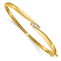 14k Complete 3-Stone 1/8 carat A Diamond Hinged Oval Bangle Bracelet