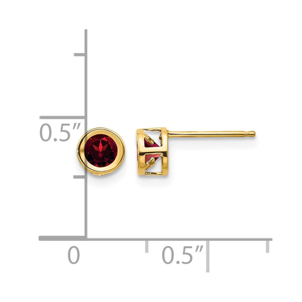14k 4mm Round Bezel January/Garnet Post Earrings
