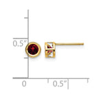 14k 4mm Round Bezel January/Garnet Post Earrings