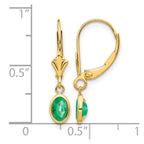 14k 6x4 Oval Bezel May/Emerald Leverback Earrings