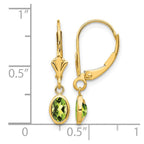14k 6x4 Oval Bezel August/Peridot Leverback Earrings