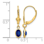 14k 6x4 Oval Bezel September/Sapphire Leverback Earrings