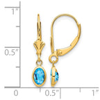 14k 6x4 Oval Bezel December/Blue Topaz Leverback Earrings