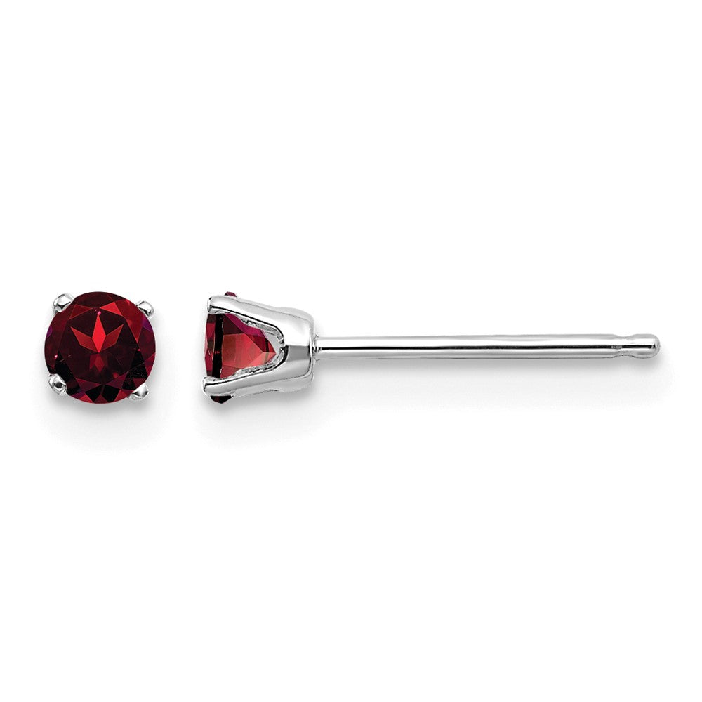 14k White Gold 3mm Round January/Garnet Stud Earrings
