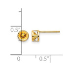 14k 4mm Round Bezel November/Citrine Post Earrings