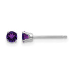 14k White Gold 3mm Round February/Amethyst Stud Earrings