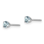 14k White Gold 3mm Round March/Aquamarine Stud Earrings