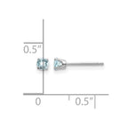 14k White Gold 3mm Round March/Aquamarine Stud Earrings
