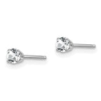 14k White Gold 3mm Round April/White Topaz Stud Earrings