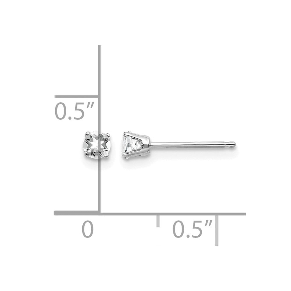14k White Gold 3mm Round April/White Topaz Stud Earrings