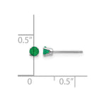 14k White Gold 3mm Round May/Emerald Stud Earrings
