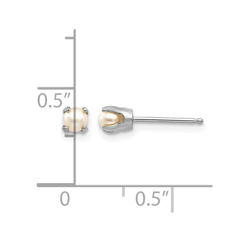 14k White Gold 3.5mm June/Freshwater Cultured Pearl Stud Earrings