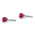 14k White Gold 3mm Round July/Ruby Stud Earrings