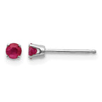 14k White Gold 3mm Round July/Ruby Stud Earrings