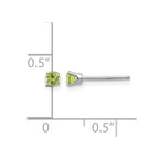 14k White Gold 3mm Round August/Peridot Stud Earrings