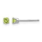 14k White Gold 3mm Round August/Peridot Stud Earrings