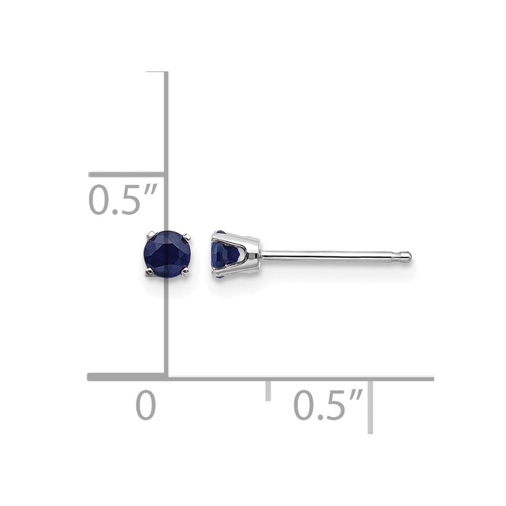 14k White Gold 3mm Round September/Sapphire Stud Earrings